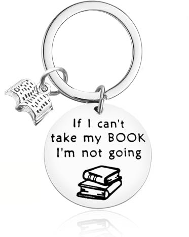 UAIAGM Lot de 2 porte-clés en forme de livre pour les amateurs de livres If I Can't Take My Book I'm Not Going - Accessoires de lecture de livres pour femmes et hommes - Cadeau pour les lecteurs et