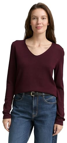 Tom Tailor Damen 1012976 Basic Strickpullover mit V-Ausschnitt (1er Pack)