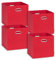 Storanda | 4er Set Aufbewahrungsbox 33x33x32.5 cm | Breite Griffe auf zwei Seiten | Stabil & Faltbar | Regalbox für Würfelregal | Ideal für Zuhause & Kinderzimmer | Dunkelrot