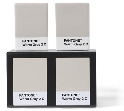 PANTONE Kerzenständer 2er-Set aus Porzellan – Fine China Kerzenhalter für Stabkerzen & Teelichter – skandinavisches Design, Warm Grey 002C