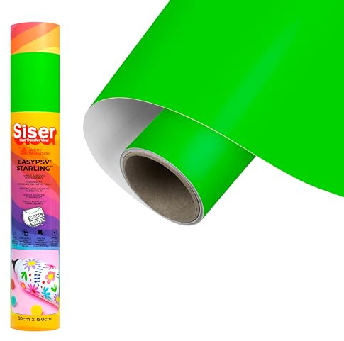 Siser EasyPSV Starling - Vinile Adesivo Permanente Bright Green 150 x 30 cm, Per Personalizzare Oggetti e superfici rigide, Compatibile Con Plotter Da Taglio, Resiste in lavastoviglie