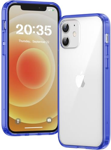Voyahülle Clear Case for iPhone 12/12 Pro, Ultra Thin, Shockproof TPU Cover, Anti-Yellowing, Crystal Clear, Phone Case for Apple iPhone 12/12 Pro - Dark Blue