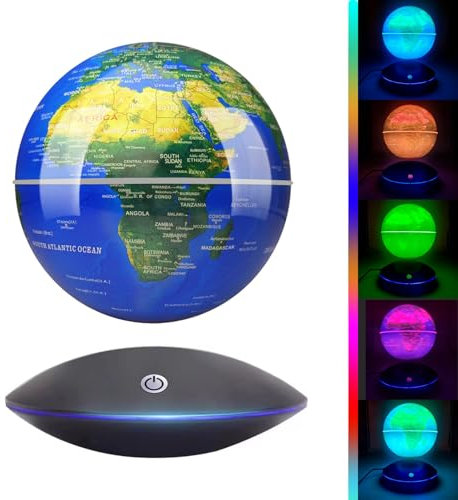Poojaed magnetische levitierende Kugel mit LED-Licht, schwimmende Kugel Weltkarte für Home Office Display, Cool Tech Geschenk für Männer Vater Jungen und Mädchen, ideal für Geburtstage Jubiläume