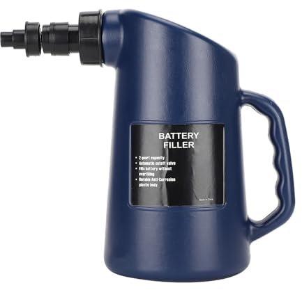Pissente 2L Battery Water Bottle Car Battery Filler Lead Liquid Filling Tool with Double Action Fast Flow Valve Tip for Auto Car Deep Cycle Jug