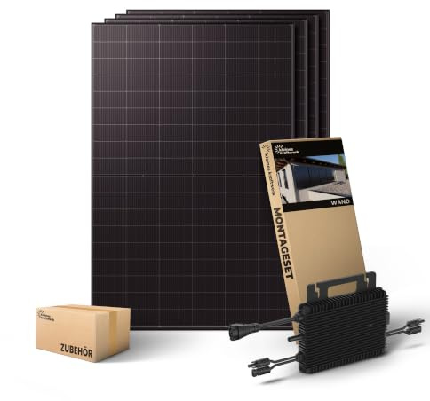 Kleines Kraftwerk 2000W Balkonkraftwerk Komplettset Wand-Halterung – 0% VAT für Privatkunden – 800W Wechselrichter WiFi & Bluetooth, 4× 500W bifaziale Solarmodule, 10 m Kabel – Solaranlage