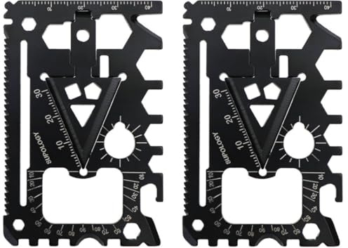 2 Stück Outdoor 18-in-1 Multi-Tool-Karte, Edelstahl, tragbare Gadgets, Multitool-Karte mit Schraubenschlüssel, Schraubendreher, Dosenöffner, Flaschenöffner und Hebelhebel