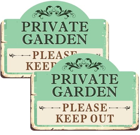 FKNSGR Private Garden Please Keep Out Sign 2 Pack 10 x 7 inches | Rust Free Aluminum Private Property Sign UV Protected Weather Resistant Waterproof Easy to Install