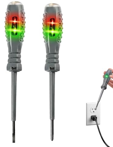 2-in-1 Electric Tester Screwdriver Set - High Torque Strong Magnetic Voltage Tester Pen - Circuit Tester Pens with Neon Indicator (Flathead + Crosshead)