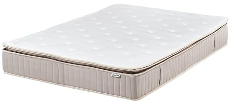 Beliani EU Small Double Size Medium Latex Pocket Mattress Polyester Removable Cover Filling Zipper 7-Zone Design White Daydream