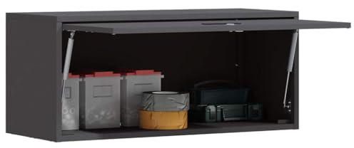 vidaXL Wandschrank für die Garage mit Gasdrucklift-Tür Schwarz