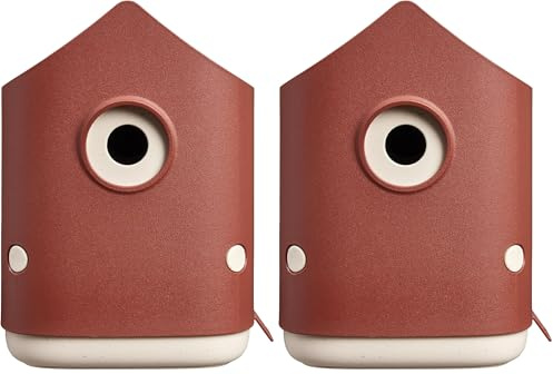 Elho Cosy Bird House 18cm - Vogelhaus - für über 11 Arten - 100% Recyceltem Plastik - L17.6 x B18 x H23 cm - Rot/Toskanisches Rot (Packung mit 2)