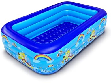 Torlaist Durable Leak-Proof PVC Inflatable Paddling Pool–3 Layer Large Size for Kids & Adults, Family-Friendly with Quick Drainage, Suitable for Backyards, Gardens (Indoor/Outdoor)
