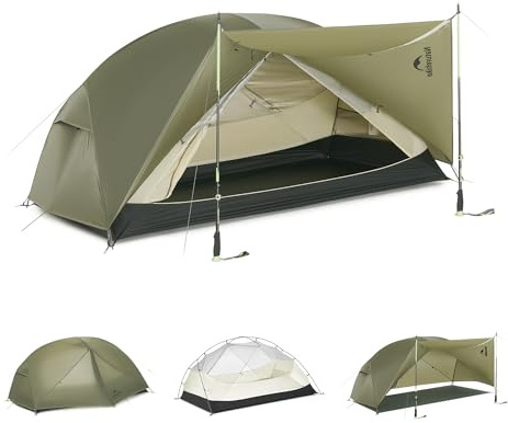 Naturehike Mongar Tent Camping Tent 2/3 Person Tent Waterproof Ultralight Trekking Tent Hiking Tent Double Layer for Hiking Climbing Outdoor Activities
