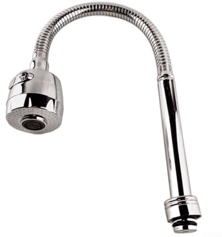 Robinet d'évier de cuisine rotatif à 360° en acier inoxydable avec tuyau flexible, buse double fonction (aéré + jet), fonctionnement anti-goutte, argenté