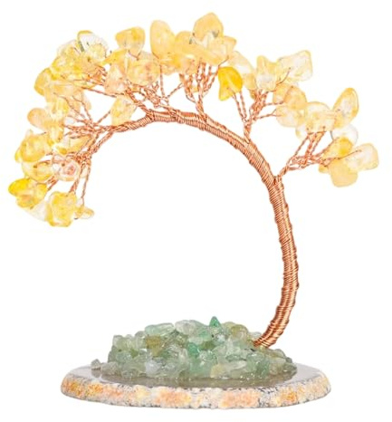 GREATRICH Albero Della Vita In Cristallo Giallo, Soprammobili Moderni per Casa e Ufficio, Oggetti Decorativi per la Casa Fatti a Mano, Ornamento Feng Shui per Prosperità e Fortuna, Regalo Donna