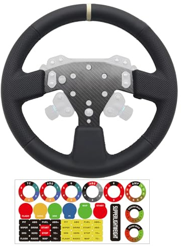Replace 13 inch lightweight Latest Dual Perforated Leather Grip Steering Wheel For Logitech G RS50 System Wheel base; For Logitech G RS 50 PRO Base Mod Round Wheel On Xbox/PS5/PS4/PC GT3 GT4 Game