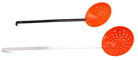 HUSHUI Lot de 2 Louches Passoires pour Pêche sur Glace, avec Poignées Flexibles en Plastique et Aluminium Robuste pour Un Filtrage Rapide en Hiver, 18.1 /15.7