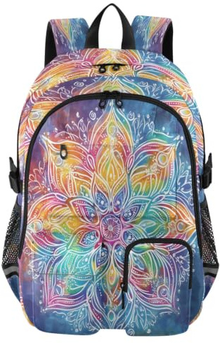 ISAOA Kinder-Rucksack, Schultasche mit Stifteetui, Büchertasche, buntes Band, Bohemia-Mandala, für Grundschule, Mittelschule, Hochschule