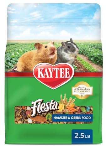 Kaytee Fiesta Hamster & Gerbil Food, Nutritious and Fun Blend, Supports Dental Health and Digestion, 2.5 pounds