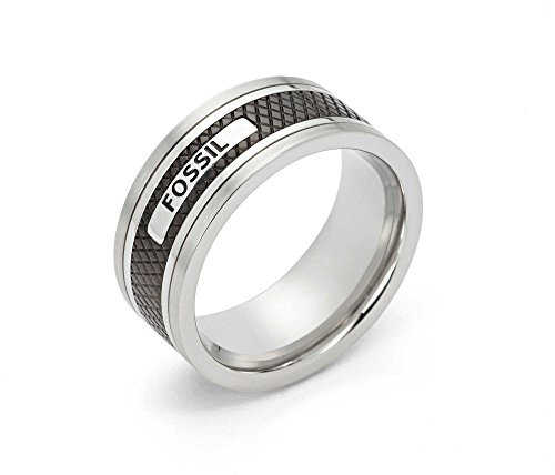 Fossil Ring Für Männer, Schwarzer Edelstahlring, JF00888040