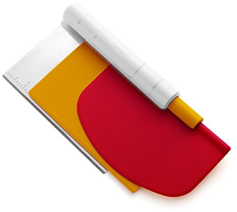 Chef'n 108-667-226 Pastrio Bench Scraper and Chopper Set, Stainless Steel, Red