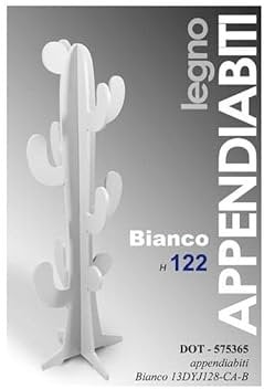 Gicos APPENDIABITI IN LEGNO H122 ATTACCAPANNI STILE MODERNO ALBERO/CACTUS COLORE BIANCO