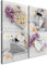 B&D XXL - Wandbilder Set Herzen 60x60 cm 4 Teilig je 30x30 Vlies Leinwandbild Kunstdruck modern Wandbilder XXL Wanddekoration Design Wand Bild mehrteilig - Blumen skandinavisch grau weiß