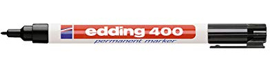 Edding 400 permanent marker, refillable, round tip, plastic stock, black.