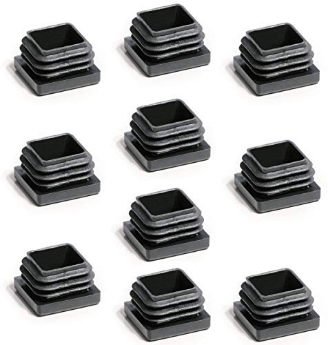 Enkotrade 10 Stück Lamellenstopfen für Vierkantrohre, 12x12 mm, Rohrabdeckung aus hochwertigem Polyethylen Kunststoff, Stopfen, Endstopfen, Kappen, Gleiter | Rohrstopfen Quadratisch