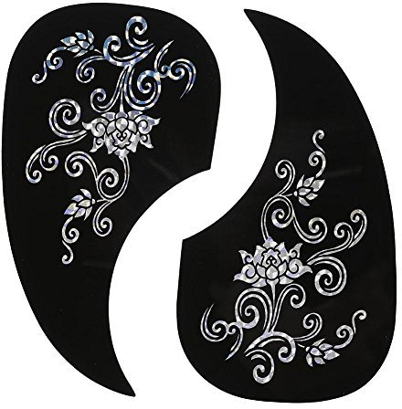 Gitarren Schlagbrett Akustikgitarre Selbstklebendes Schlagbrett für Akustische Gitarre, Komma Geformt(Silver Vine)