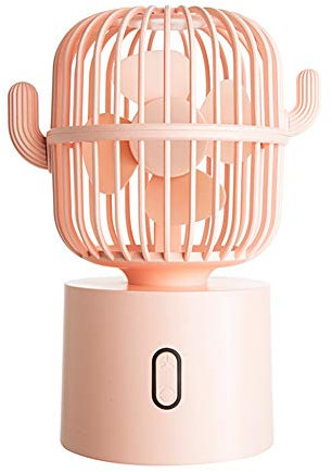 Weiqiao® Mini ventilador de mesa ventilador de escritorio USB 3 velocidades Oscilante, ventilador Cactus silencioso portátil para casa, oficina o dormitorio, rosa