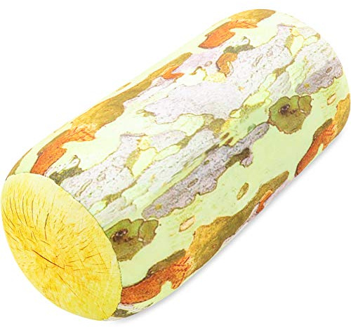 PILLOWY Microbead Log Roll Pillow - Bolster Tube Pillow Cushion Perfect Therapy Pillow - Airy Squishy Soft Bead Bag Bed Room Decoration, Neck Pillow Back Head Body Support, 14 X 8, Forest