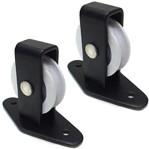 WHL 2x Strong Metal Upright Plate Pulley, 72mm x 35mm, 32mm Diameter, 8mm Width, Black