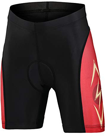 L PATTERN Pantalones Cortos de Ciclismo para Niños Niñas Pantalones de Bicicleta Cortos con 3D Gel Acolchado para Deportes al Aire Libre,Rayo Rojo (Pantalones Cortos),12 años