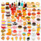 Skylety 100 Stück Küchenspielzeug für Kinder Miniatur Lebensmittel Mini Food Spielzeug mit Hamburger Rollenspiel Geschenk Lernspielzeug Gemischte Harz Lebensmittel für Kinder Jungen Mädchen