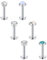 Briana Williams 6stk Lippenpiercing Labret Lippe Stecker Tragus Ohrringe Set 6mm 16G Helix Piercing Chirurgenstahl CZ Diamant
