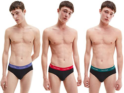 Calvin Klein Hip Brief 3pk 0000u2661g, Slip a vita bassa Uomo, Whj B-maya/Soft Grape/Rustic Red, L (Pacco da 3)