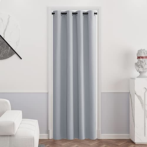 PONY DANCE Verdunkelungsvorhang Blickdicht 1 Stück H 210 x B 132 cm Thermovorhang Tür Kinderzimmer Gardinen Junge Vorhänge mit Ösen Blackout Curtain, Silbergrau