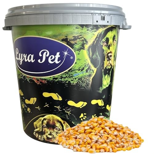 Lyra Pet® 10 kg Körnermais Futtermais Qualitätsfutter in 30 L Tonne | Reich an Kohlenhydraten, Proteinen, Mineralien & Vitaminen - Für Wildvögel & Kleinnager - Ganzjähriges Vogelfutter