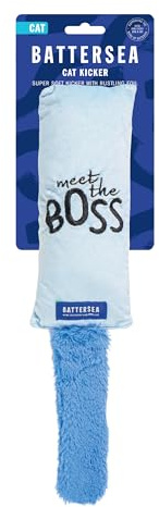 Rosewood Battersea Cat Kicker Toy – Large Blue Catnip‑Infused Kick Toy for Cats and Kittens, Interactive Play, Soft Plush Design with Crinkle Tail, UK Charity Partnership – 9 cm x 41 cm