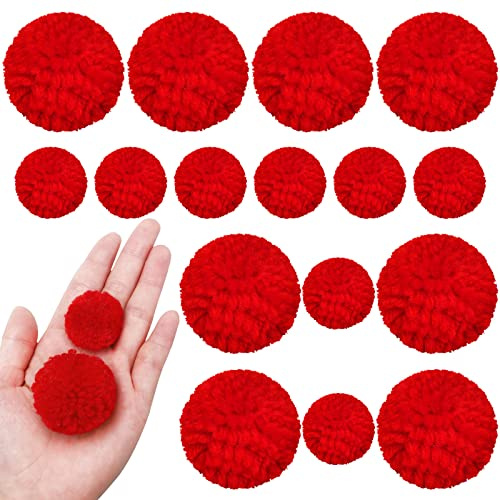 Syhood 30-teiliges Garn-Pompon-Set enthält 20 Stück 2,5 cm und 10 Packungen 3,8 cm Kugeln für Weihnachten, Basteln, rote flauschige Bälle für Weihnachten, Party, Dekoration, Kostüm, DIY-Zubehör