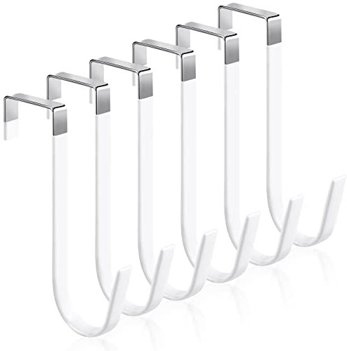 6 Pack Over The Door Hooks, Sturdy Metal Single Over Door Hooks, White Door Hanger Hook Door Hooks for Hanging, Towels, Clothes, Bathroom, Hold Up to 7Lbs