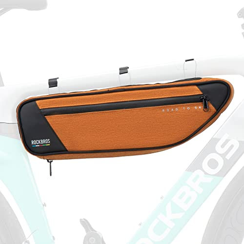 ROCKBROS Road-to-Sky Fahrrad Rahmentasche Reflektierende Wasserabweisende Fahrradtasche für Rahmen 2L Dreieckstasche für MTB/Rennrad/Gravelbike Orange