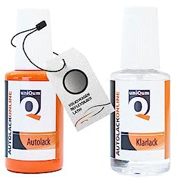 uniQum Autolack Stift + Klarlack im Vorteilsset fürs Auto für VOLKSWAGEN REFLEXSILBER LA7W Autolack Reparatur 2 x 30 ml