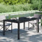 Homgoday Gartentisch 150 x 90 x 75 cm gehärtetes Glas und Polyrattan schwarz, Esstisch, Küchentisch, Gartentisch, Outdoor-Tische