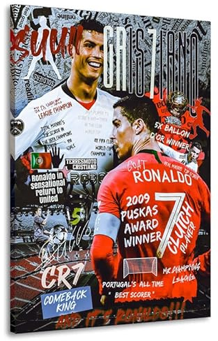 Kunstgestalten24 Leinwandbild Ronaldo Fussball Sport Pop Art Wandbild Raum- u. Wanddekoration