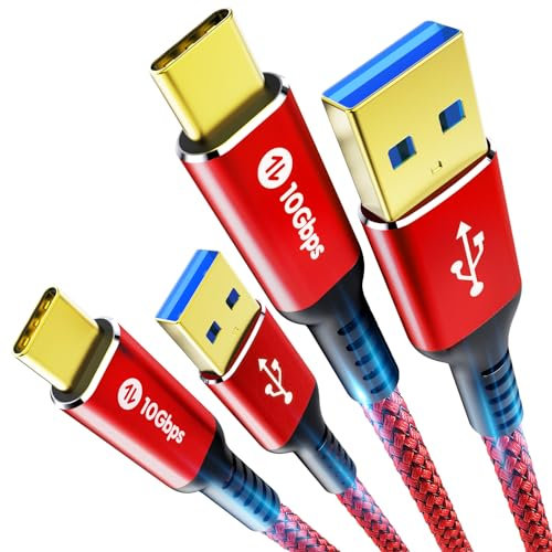 Fannoday USB C Cable 3.1 A [Pack of 2 0.3 M], USB Type C Charging Cable 10 Gbps Quick Charge Compatible with Samsung Galaxy S23 S22 S21, Note 20 10, LG G5 G6 V20, iPhone 15, Huawei P60 P50 Red