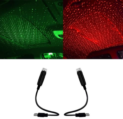 yufana 2 Pièces Ciel Étoilé pour Voiture, Lumières Décoratives LED pour Intérieur de Voiture, Lumière du Ciel Étoilé pour Voiture, Convient pour L'éclairage Décoratif Automobile(Rouge+Vert)