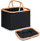 efluky Faltbarer Wäschekorb 43L, Bambus Stoff Faltbarer Storage Basket, Aufbewahrung Klappbar Wäschekorb, Laundry Baskets für Schlafzimmer Badezimmer (Schwarz, Klappbarer Griff)