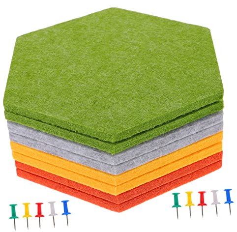STOBOK Sechseck Filzplatte 10x17x20cm 9mm Pinnwand Aus Filz Mit Reißzwecke Wand Memoboard Für Büro Wohnzimmer Und Kinderzimmer